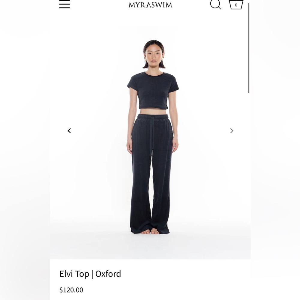 Myra Swim Elvi Top Oxford Gray Terry Cropped Tee Cover Up NWT Small - Picture 7 of 8